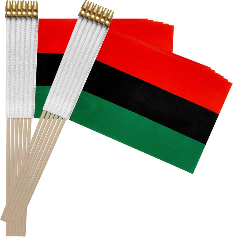 TSMD African Afro American Stick Flag Small Mini Hand Held Flags,5x8 Inch,12 Pack - Image 5